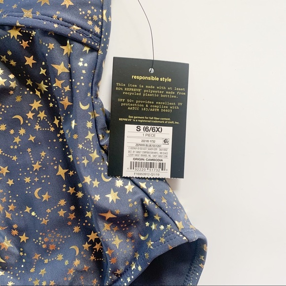 ⭐️NWT Art Class Blue Gold Moon Star Swimsuit - Picture 6 of 9